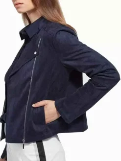 Asal Vision Suede Jackets | Biker Jackets | Suede Biker Jacket For Womens Navy Blue