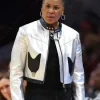 Asal Vision Leather Jackets | NCAA Women’s National Championship 2024 Dawn Staley Silver Jacket Silver With Black