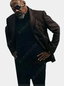 Asal Vision Men Coats | Nick Fury The Marvels 2023 Brown Coat Black