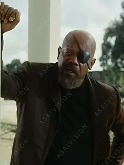 Asal Vision Men Coats | Nick Fury The Marvels 2023 Brown Coat Black