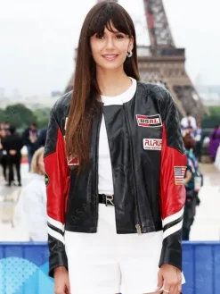 Asal Vision Leather Jackets | Nina Dobrev Olympics 2024 Jacket Black And Red