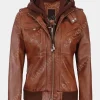 Asal Vision Brown Jackets | Biker Jackets | Oakleigh Hooded Leather Waxed Fashion Jacket Brown