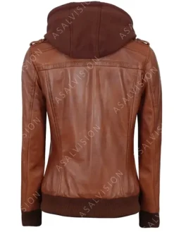Asal Vision Brown Jackets | Biker Jackets | Oakleigh Hooded Leather Waxed Fashion Jacket Brown