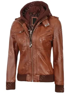 Asal Vision Brown Jackets | Biker Jackets | Oakleigh Hooded Leather Waxed Fashion Jacket Brown