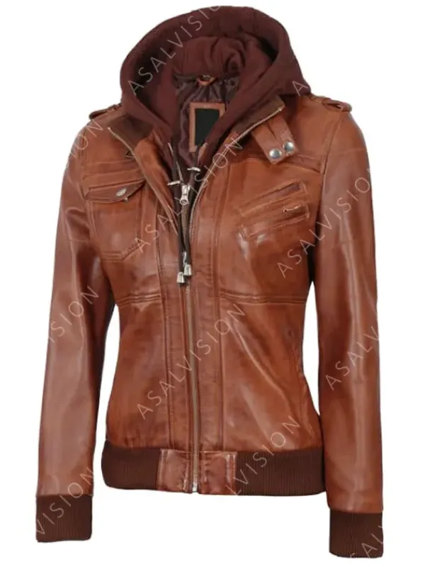 Asal Vision Brown Jackets | Biker Jackets | Oakleigh Hooded Leather Waxed Fashion Jacket Brown