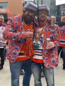 Asal Vision Blazers | Cotton Jackets | Oilers Suit Jacket Orange With Printed Design