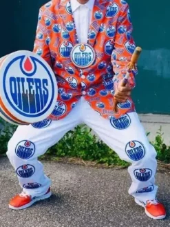 Asal Vision Blazers | Cotton Jackets | Oilers Suit Jacket Orange With Printed Design