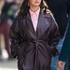 Asal Vision Women Coats | Only Murders In The Building S03 Selena Gomez Leather Trench Coat Burgundy