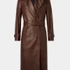 Asal Vision Leather Coats | Trench Coats | Philip Double-Breasted Leather Trench Coat Brown