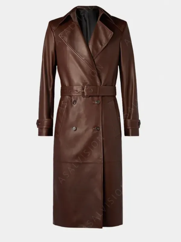 Asal Vision Leather Coats | Trench Coats | Philip Double-Breasted Leather Trench Coat Brown