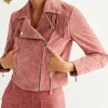 Asal Vision Suede Jackets | Biker Jackets | Suede Fringe Jacket Pink