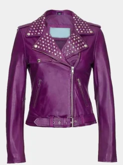 Asal Vision Studded Jackets | Biker Jackets | Leather Biker Jacket Purple