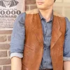 Asal Vision Vests | Quantum Leap Dr. Ben Suede Leather Vest Brown With Light Brown