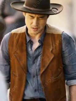 Asal Vision Vests | Quantum Leap Dr. Ben Suede Leather Vest Brown With Light Brown