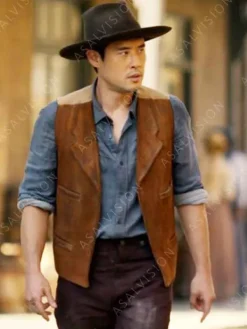 Asal Vision Vests | Quantum Leap Dr. Ben Suede Leather Vest Brown With Light Brown