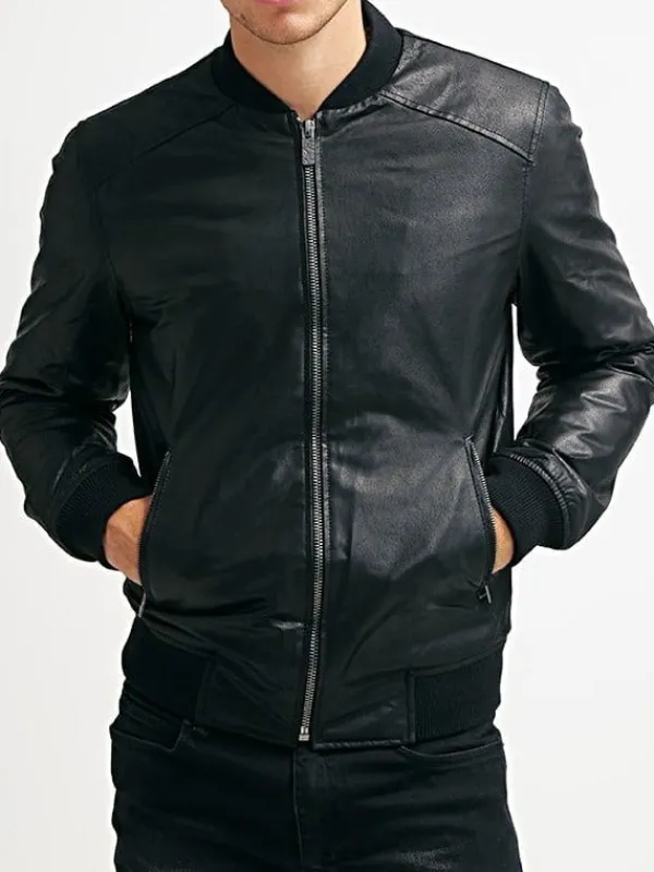 Asal Vision Black Jackets | Leather Jackets | Real Sheepskin Bomber Leather Jacket For Men’s Black