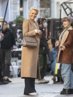 Asal Vision Women Coats | Rebecca Welton Ted lasso Long Trench Coat Brown
