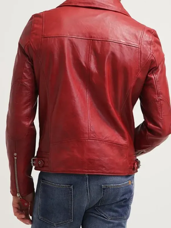 Asal Vision Biker Jackets | Leather Jackets | Biker Cafe Racer Mens Leather Jacket Red