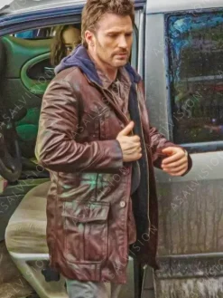 Asal Vision Men Coats | Red One Chris Evans Brown Leather Jacket Vintage Brown