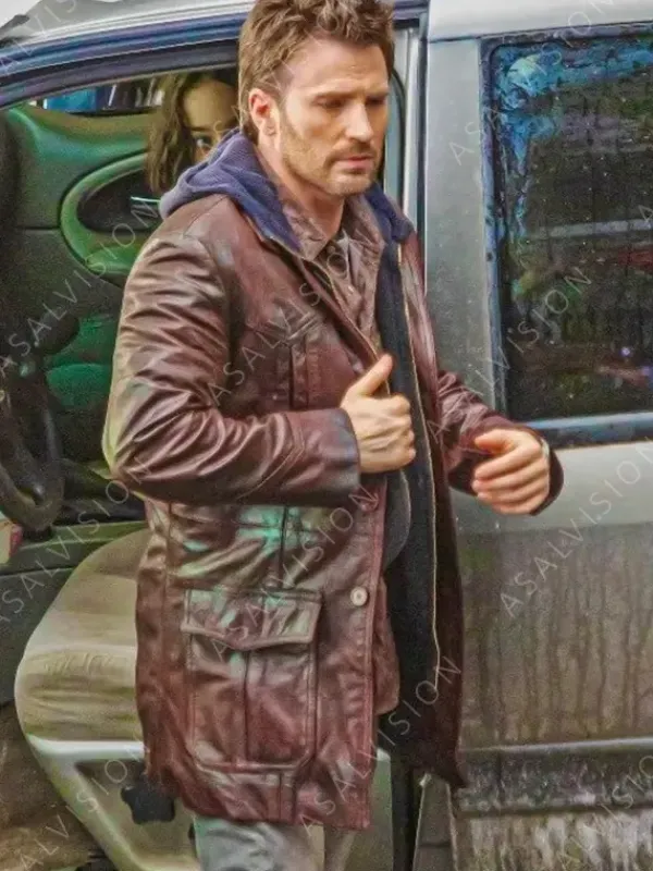 Asal Vision Men Coats | Red One Chris Evans Brown Leather Jacket Vintage Brown