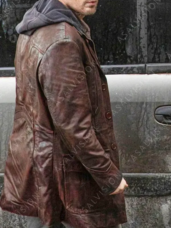 Asal Vision Men Coats | Red One Chris Evans Brown Leather Jacket Vintage Brown