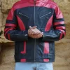 Asal Vision Leather Jackets | Red One Dwayne Johnson Leather Jacket Waxed Red And Black