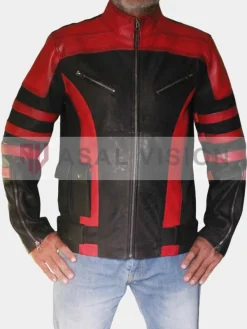 Asal Vision Leather Jackets | Red One Dwayne Johnson Leather Jacket Waxed Red And Black