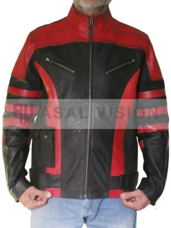 Asal Vision Leather Jackets | Red One Dwayne Johnson Leather Jacket Waxed Red And Black