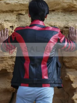 Asal Vision Leather Jackets | Red One Dwayne Johnson Leather Jacket Waxed Red And Black