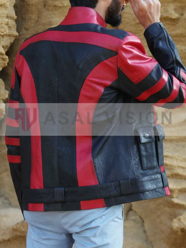 Asal Vision Leather Jackets | Red One Dwayne Johnson Leather Jacket Waxed Red And Black