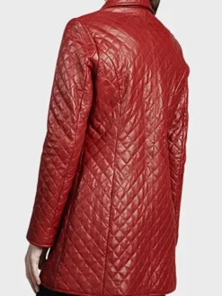 Asal Vision Leather Coats | Women Coats | Quilted Leather Coat For Women Red