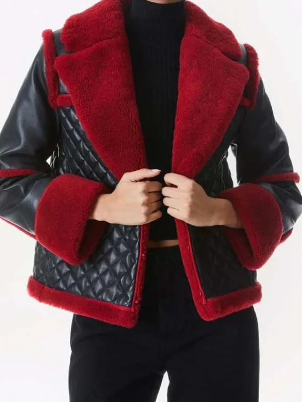 Asal Vision Leather Jackets | Red Shearling Jacket For Women’s Red/Black