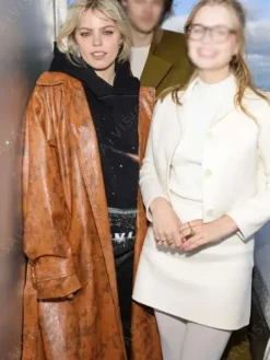 Asal Vision Women Coats | Reneé Rapp Mean Girls 2024 Trench Leather Coat Waxed Brown