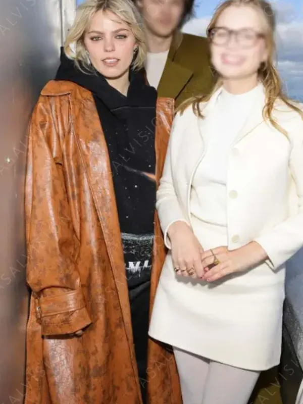 Asal Vision Women Coats | Reneé Rapp Mean Girls 2024 Trench Leather Coat Waxed Brown