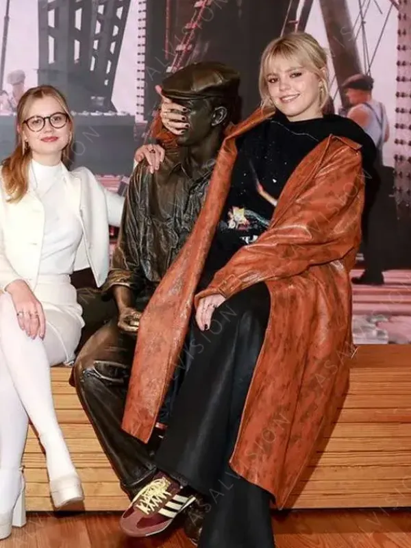 Asal Vision Women Coats | Reneé Rapp Mean Girls 2024 Trench Leather Coat Waxed Brown