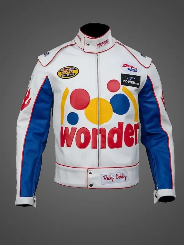 Asal Vision Leather Jackets | Ricky Bobby Jacket White And Blue