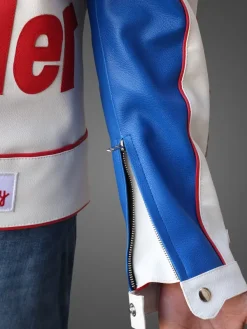 Asal Vision Leather Jackets | Ricky Bobby Jacket White And Blue