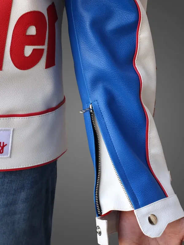 Asal Vision Leather Jackets | Ricky Bobby Jacket White And Blue
