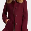 Asal Vision Women Coats | Riverdale Camila Mendes Shearling Coat Maroon