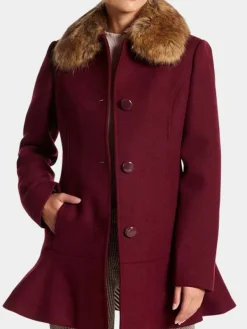 Asal Vision Women Coats | Riverdale Camila Mendes Shearling Coat Maroon