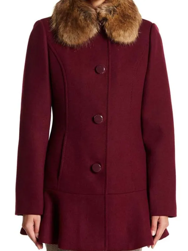 Asal Vision Women Coats | Riverdale Camila Mendes Shearling Coat Maroon