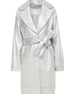 Asal Vision Women Coats | Riverdale Camille Hyde Silver Leather Coat Metallic Silver