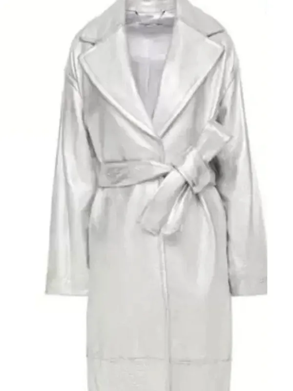 Asal Vision Women Coats | Riverdale Camille Hyde Silver Leather Coat Metallic Silver