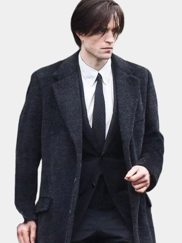 Asal Vision Men Coats | Robert Pattinson The Batman 2022 Wool Coat Black