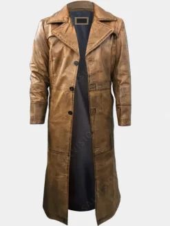 Asal Vision Leather Coats | Trench Coats | Russell Distressed Trench Coat Distressed Brown