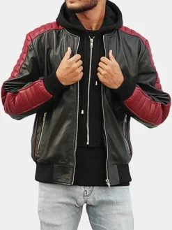 Asal Vision Black Jackets | Bomber Jackets | Ryan Gosling Miami Vice Stunt Team Jacket Black And Burgundy