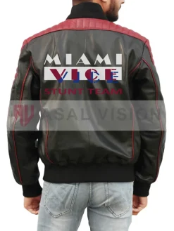 Asal Vision Black Jackets | Bomber Jackets | Ryan Gosling Miami Vice Stunt Team Jacket Black And Burgundy