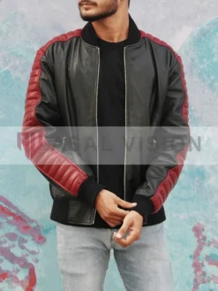 Asal Vision Black Jackets | Bomber Jackets | Ryan Gosling Miami Vice Stunt Team Jacket Black And Burgundy