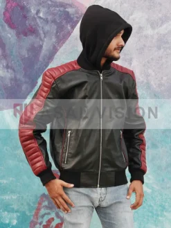 Asal Vision Black Jackets | Bomber Jackets | Ryan Gosling Miami Vice Stunt Team Jacket Black And Burgundy