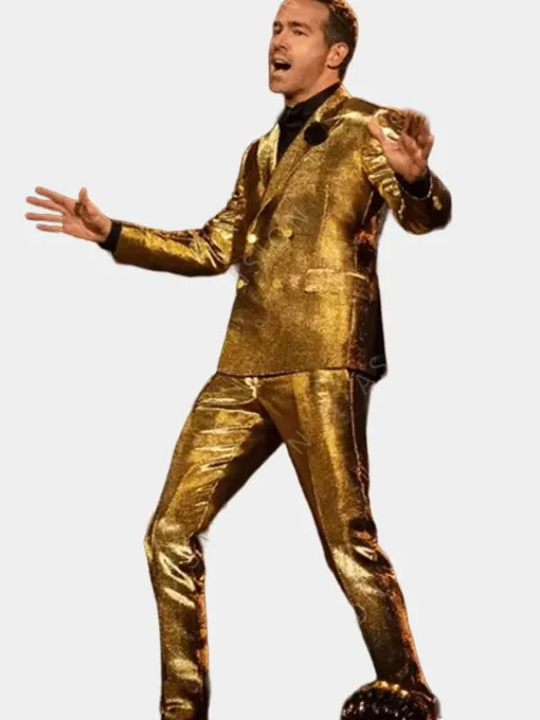 Asal Vision Blazers | Men Coats | Ryan Reynolds Movie Spirited Suit Golden